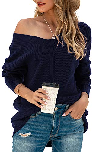 Image of Iandroiy Women's Batwing Sleeve Off Shoulder Loose Oversized Baggy Tops Sweater Pullover Casual Blouse T-Shirt