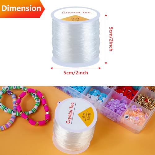 Image of 0.8mm Stretchy Elastic String, Clear Fishing Wire for Hanging, 100m Crystal Elastic Cord for Bracelet Beading Jewellery DIY Making Crafts Bracelets Necklaces