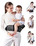 Baby Hip Seat Carrier, GROWNSY Ergonomic Hip Seat Baby Carrier with Multiple Pockets, Adjustable Extended Waistband for Newborns & Toddlers up to 50 lbs, Grey