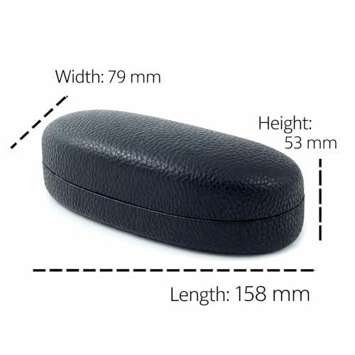 Image of Calabria HC-7 Hard Shell Eye Glasses Case PU Leather Felt Extra Large Sunglass Holder Snap Closure Men Women Neutral Durable