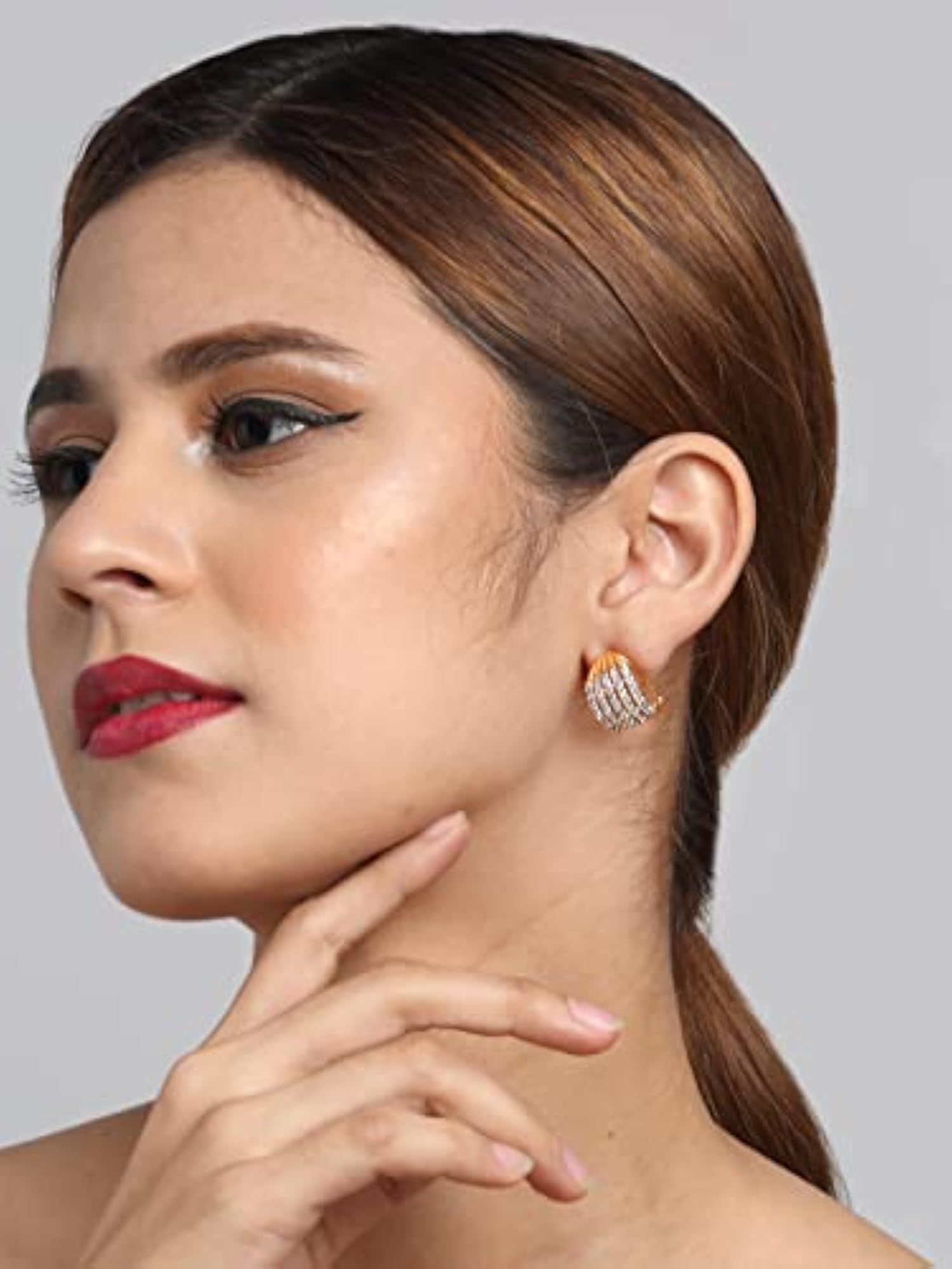 American Diamond Studded Huggie Earrings
