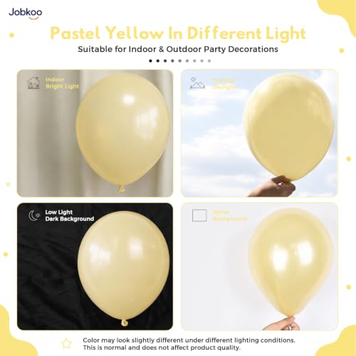 Image of Jobkoo Pastel Yellow Balloons, 12 Inch Light Butter Yellow Latex Balloon