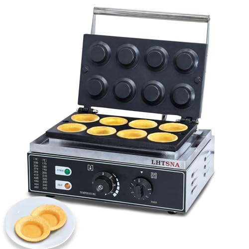 LHTSNA Commercial Electric Egg Tart Crust Making Machine,Mini 8pcs Egg Tart Shell Pie Crust Pressing Machine,Non-Stick Waffle Iron for hotel, bar,Restaurants