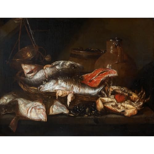 Impression giclée roulée Nature morte avec poisson en toile pour déco