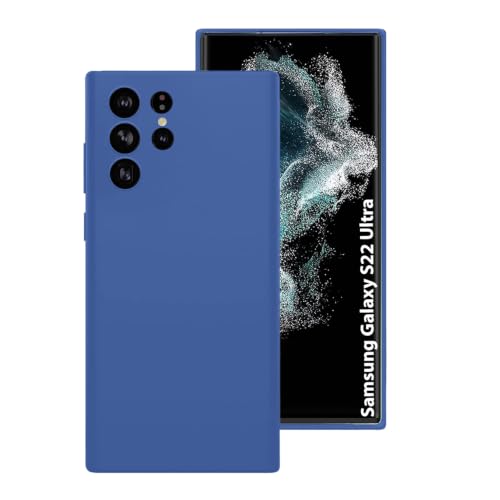 Image of LIRAMARK Liquid Silicone Soft Back Cover Case for Samsung Galaxy S22 Ultra (Midnight Blue)