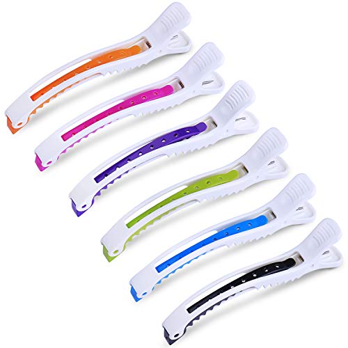 GLAMFIELDS 6 pcs Alligator Hair Clips for Styling Sectioning,Non-slip Grip Clips for Hair Cutting, Durable Women Professional Plastic Salon Hairclip