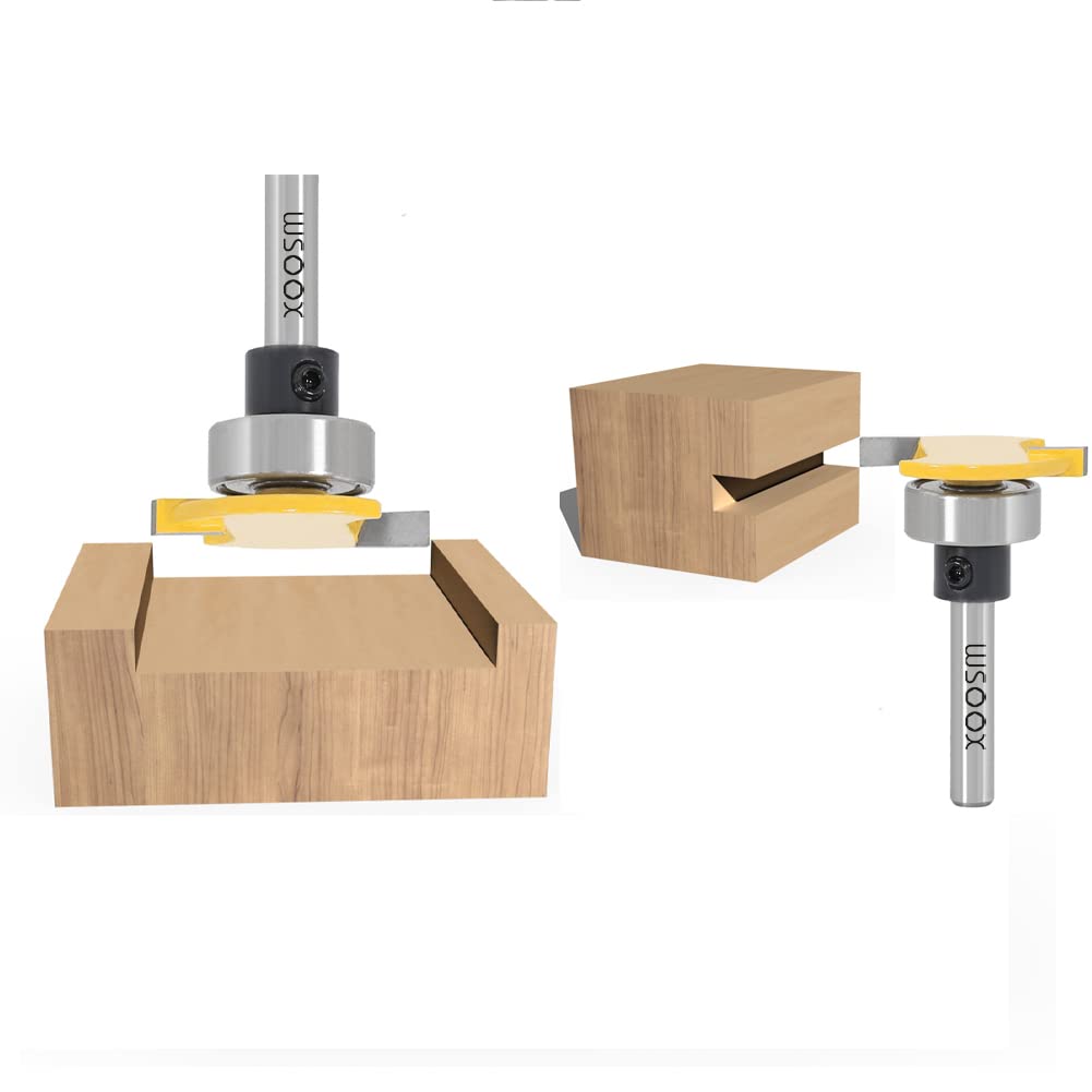 Top Bearing Slot Cutting Router Bits Set Biscuit Bit and 1/4 Cutting Height Undercut Bit with 3 Different Size Bearings for Decking Board Installing,Slotting, Biscuiting,Surfacing,Rabbetting. — Amazon image 6