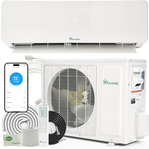YITAHOME 24000 BTU Mini Split AC/Heating System, Ductless Mini Split Air Conditioner Heat Pump,230V 20 SEER2 Energy Efficient Inverter AC Unit,Wifi Enabled Compatible with Alexa for Apartment, Garage