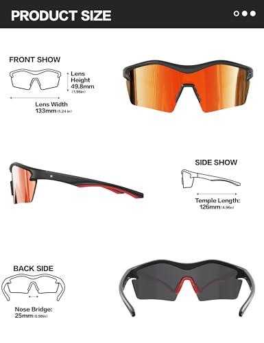 Image of BIRCEN Mens Polarized Sunglasses for Sports: TR90 Lightweight Sun Glasses Wrap Around Shades for Fishing Driving Cycling