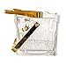 Creative Co-Op 24-Ounce Textured Glass Ice Bucket with Handle and Tongs, Clear/Gold