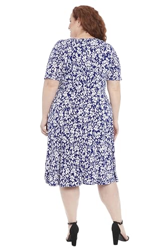 Image of London Times Women's Womens Elbow Sleeve A-line Midi - Pretty Garden Party Dress - Special Occasion Wedding Guest Dress