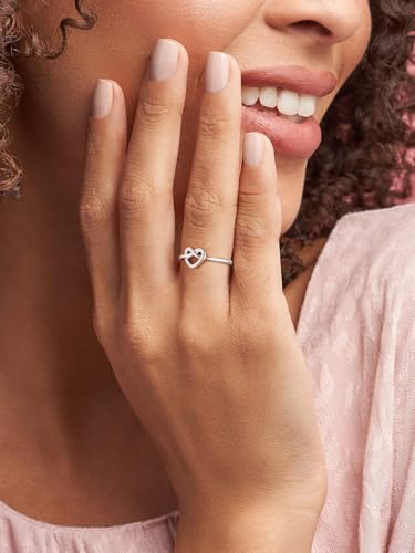 Silvora 925 Sterling Silver Knot Ring Promise Ring Heart Love Rings for Women Band Ring Size 4-12, With Gift Box3