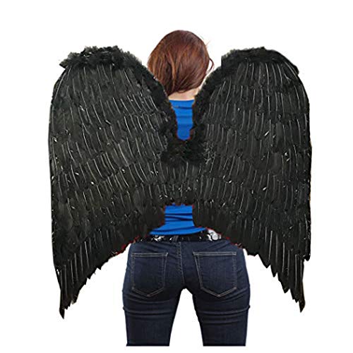 SACAS Super XL Large Black Feather Angel halloween Wings MEN Women unisex