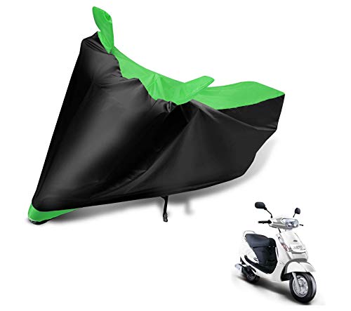 Image of Auto Hub Scooty Cover Compatible with Mahindra Duro 125 with Mirror Pocket, Dustproof, Heat Resistant, Triple Stitched, Duro 125 Scooty Cover- Black, Green