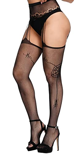 Image of Womens Suspender Pantyhose High Waist Fishnet Tights Fishnet Stockings Thigh High Stockings