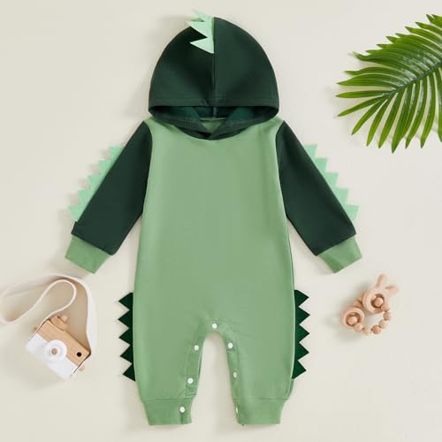 Newborn Baby Boys Rompers Hoodies Dinosaur Cartoon Infant Baby Toddler Onesie Jumpsuit Outfits Unisex Clothes2