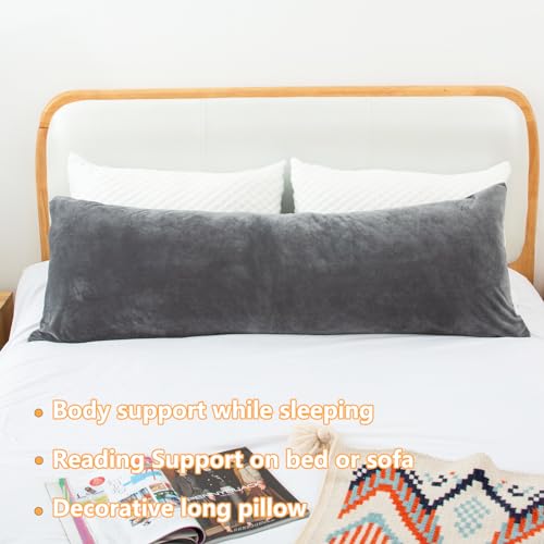 Body Pillow, Memory Foam Body Pillows for Adults Sleeping, Long Pillow for Bed, Big Large Firm Full Body Pillow for Side Sleeper, 20x54 Inch, Light Grey