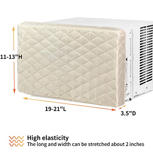 Homydom AC Cover Indoor, Air Conditioner Cover Inside Window AC Unit Cover, Double Insulation with Elastic Strap, Light Yellow S-21\"x 13\"x 3.5\"(L x H x D) - Thumbnail 2