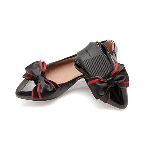 MACHSWON Chaussures plates pliables pour femme - Bout pointu - Nœud papillon - Confortables et respirantes, Noir , 37 EU