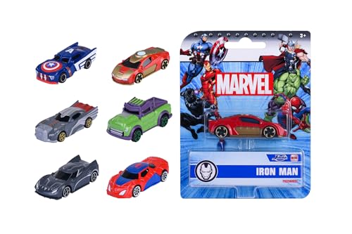 Jada Toys Marvel Auto (1 Stück) aus Metall - 1 von 6 Superhelden-Rennautos mit Freilauf, Spielzeug für Kinder ab 3 Jahre, Auswahl per Zufallslos, 7 cm