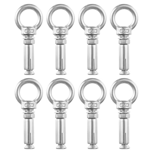 Image of uxcell Ring Lifting Expansion Eyebolt, 8pcs M6x60mm 304 Stainless Steel Expansion Screw with Eye Ring for Concrete Brick Wall