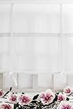  Julia weiß 120x120cm Raffgardine mit Spitzenborte Shabby Chic Vintage Landhaus Franske Leinenoptik