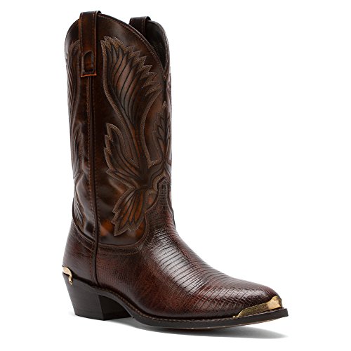 Men's Laredo Antique Tan Lizard Print Foot Cowboy Boots 68082