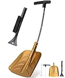 OneTigris Schneeschaufel Aluminium, mit Eiskratzerbürste, ausziehbares Schneeräumwerkzeug,...