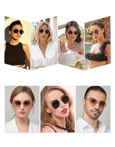 SOJOS Retro Hexagon Square Polarized Sunglasses for Women Men Vintage Hexagonal Polygon Shades SJ11012