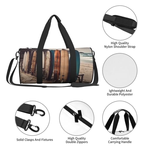 Travel Duffle Bag Weekender Bags for Men Women with Shoe Compartment Large Capacity Weekender Overnight Bag Boards On The Beach Carry On Tote Bags Sport Gym Bag for Travel Yoga, Black, One Size4