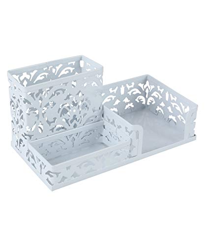EasyPAG Desk Organizer with 3 Compartment for Pencil,Sticky Note Holder and Office Accessories,White