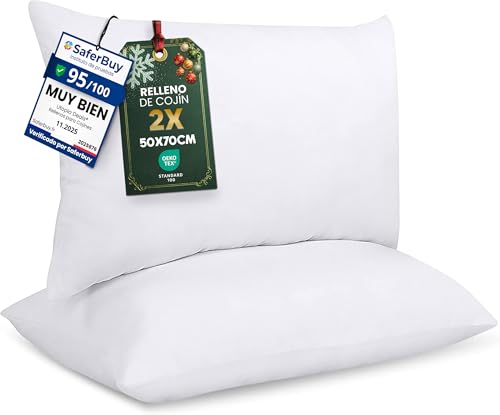 Utopia Bedding Relleno de Cojín 50 x 70 cm (2 Unidades), Fibra Virgen Siliconada, Almohadas de Sofá (Blanco)
