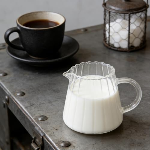 Jarras de vidrio para espumar leche SHINEOFI de 355 ml con asa para café espresso y té 5