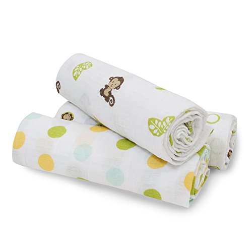 Bedtime Originals Curly Tails Swaddle Blankets, 3 Count