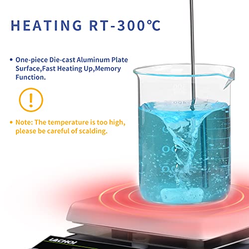 Image of Magnetic Stirrer 5.9 inch Digital Hot Plate Magnetic Stir Plate LCD Max 5L Max Temp.300℃ 100-1600RPM Ceramic Coated Magnetic Mixer with Stir Bar&Temp Probe Sensor,Support Stand Included