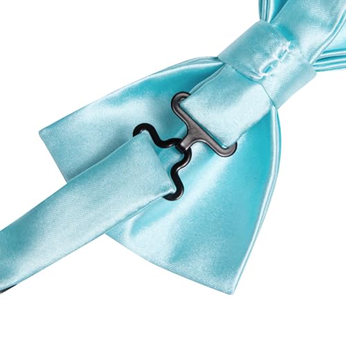 Image of Solid Color Bow Ties for Men Silk Pre-tied Tuxedo Bowtie Set 4PCS