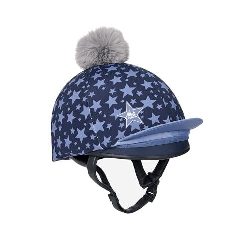 LeMieux Unisex Mini Pompom Hat Silk - Breathable Headwear with 4 Way Stretch Fabric - Snug & Secure Fit - Equestrian Headgear - Star Design - One Size
