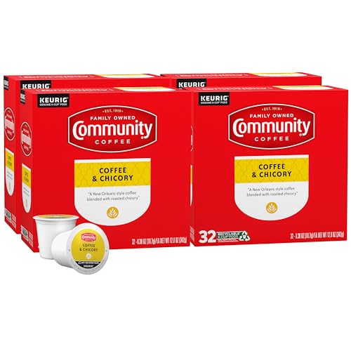Image of Community Coffee and Chicory, Medium-Dark Roast, Single-Serve Keurig K-Cup Pods, 32 Count (Pack of 4)
