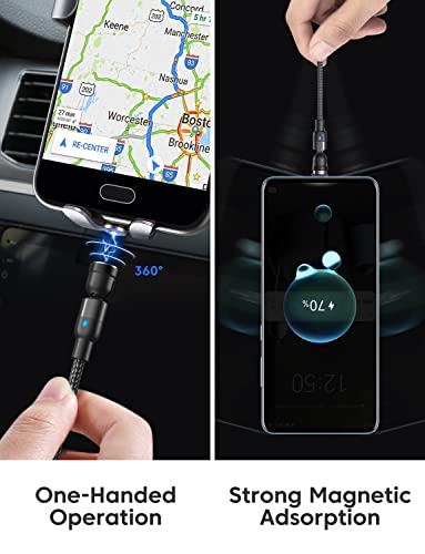 Melonboy 540° Rotation Magnetic Charging Cable/5-Pack(1.6/3.3/3.3/6.6/6.6Ft)/Magnetic Phone Charger With Led/Magnetic Charger Type C/Usb C Charging Cable-Nylon Braided For Type C/Micro Usb/I-Product #TOP3