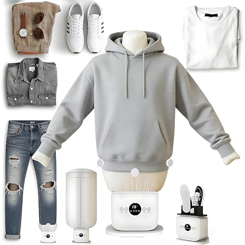 Dfdieratve Macchina da Stiro Automatica per Camicie con Manichino Gonfiabile | Stira e Asciuga in 8 Minuti, 360° Asciugatura, Vapore, Touchscreen, per Pantaloni e Scarpe Senza Piega