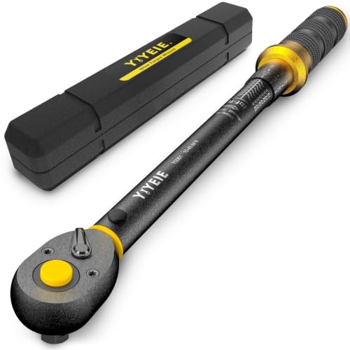 YIYEIE Upgrade 3/8' Drive Torque Wrench, 10-45 Ft-Lb (13.6-61 Nm) | ±3% High Accuracy, 72-Tooth Ratchet, Loud Click-Stop