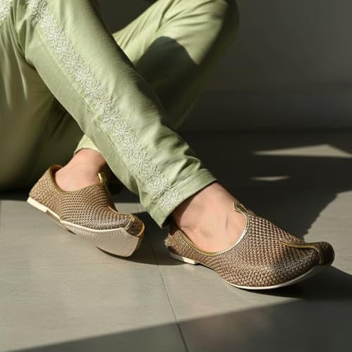 Image of DFR Men Jute Juti | Jutti for Men | Rajasthani Wedding Shoes Loafer