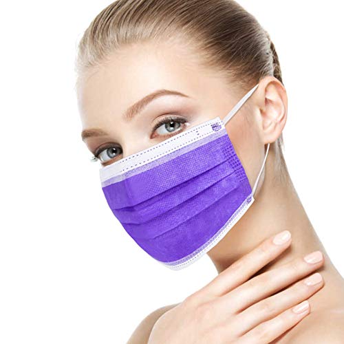 Image of Borje Purple Disposable Face Mask 100 Pcs Purple Face Masks 3 Ply Protection Masks