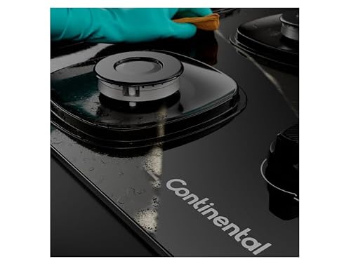 Cooktop 5 Bocas a Gás GLP Continental Mesa de Vidro Preto Acendimento Automático KC5GR