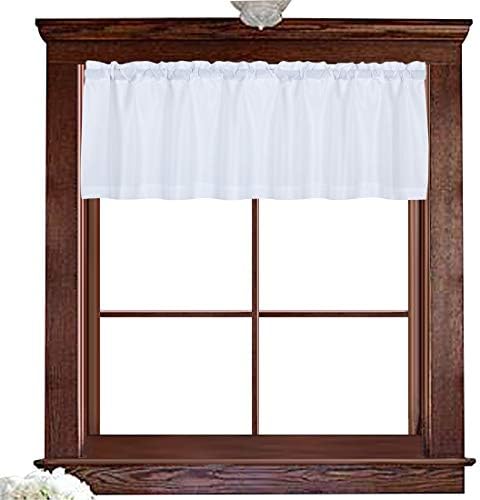 Valea Home Water Repellent Valance for Bathroom Window Waffle Woven Textured Short Kitchen Curtain Valances(60 x 16 inches, White, One Panel)