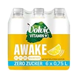 Volvic Vitamin+ Awake Zitrone – Erfrischungsgetränk mit Koffein, Magnesium und Vitaminen – Ohne Zucker und ohne Kalorien – 6 x 0,75 l