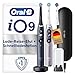 Oral-B iO Series 9 Elektrische Zahnbürste, Doppelpack — Electric Toothbrush, Inkl. 3 Aufsteckbürsten, Lade-Reise-Etui, Schnellladestation — 7 Modi für Zahnpflege, Designed by Braun, Schwarz und Rosa