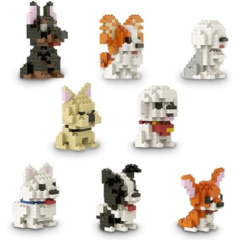 SEMKY Micro Mini Blocks Dog Series 8 in 1 Animal Model Set,(1002Pieces) -Building and Pet Toys Gifts for Kid Cover