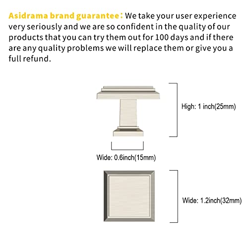 Asidrama 10 Pack Brushed Satin Nickel Kitchen Cabinet Knobs Square Dresser Knobs Drawer Knobs Cabinet Hardware Zinc Knobs For Dresser Drawers #TOP2