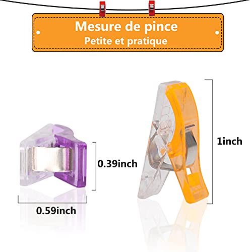 100 Näh-Clips, Clips aus Kunststoff, Zange für Bindungen, Nähen, Handwerk, verschiedene Farben, Wonder Sewing Fabric